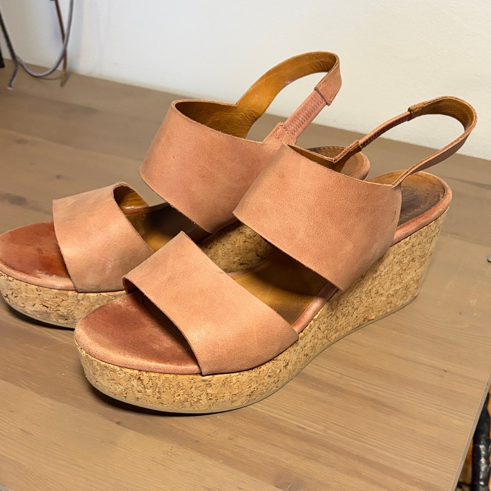 COCLICO Light Brown Wedge leather and cork Sandals